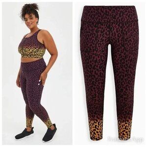 NEW TORRID Active Purple and Gold Ombre Leopard Print Legging Size 4X
